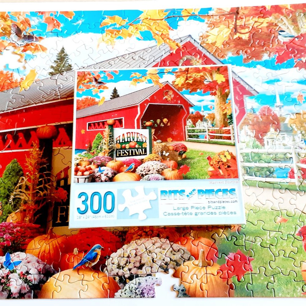 Bits and Pieces Jigsaw Puzzle 300 Pieces Harvest Festival Missing